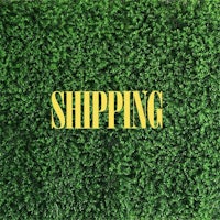 the word shipping is written on a green grass background