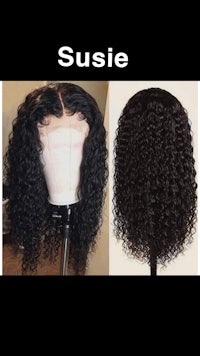 a picture of a curly wig with the word susie